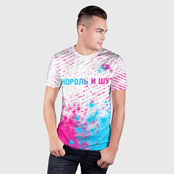 Футболка спортивная мужская Король и Шут neon gradient style посередине, цвет: 3D-принт — фото 2