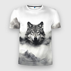 Футболка спортивная мужская Голова серого волка, цвет: 3D-принт