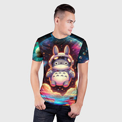 Футболка спортивная мужская Тоторо в открытом космосе - нейроарт, цвет: 3D-принт — фото 2