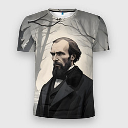 Мужская спорт-футболка Достоевский зимняя аллея