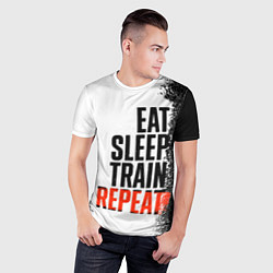 Футболка спортивная мужская Eat sleep train repeat, цвет: 3D-принт — фото 2