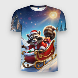 Мужская спорт-футболка Енот на санях