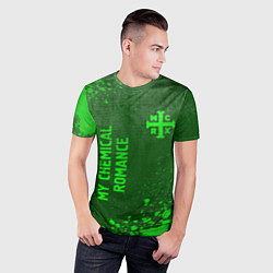 Футболка спортивная мужская My Chemical Romance - green gradient вертикально, цвет: 3D-принт — фото 2