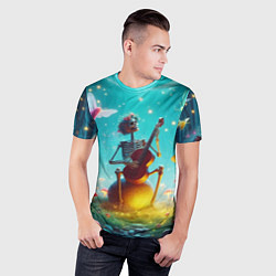 Футболка спортивная мужская Музыкальное трио скелетов дает ночной концерт, цвет: 3D-принт — фото 2