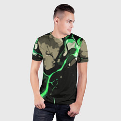 Футболка спортивная мужская Зелёный разлом в камне, цвет: 3D-принт — фото 2