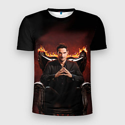 Мужская спорт-футболка Люцифер на стуле