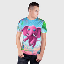Футболка спортивная мужская Парящий в воздухе розовый слон - сюрреализм, цвет: 3D-принт — фото 2