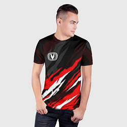 Футболка спортивная мужская Changan - красные языки, цвет: 3D-принт — фото 2