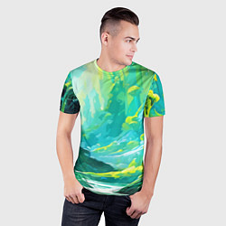 Футболка спортивная мужская Зелёная кислотная абстракция, цвет: 3D-принт — фото 2