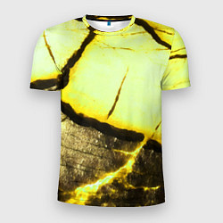 Футболка спортивная мужская Трещины на абстрактном жёлтом фоне, цвет: 3D-принт