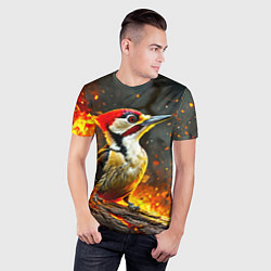 Футболка спортивная мужская Дятел в огне, цвет: 3D-принт — фото 2