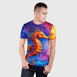 Футболка спортивная мужская Морской конек в космосе, цвет: 3D-принт — фото 2