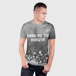 Футболка спортивная мужская Bring Me the Horizon - grey gradient посередине, цвет: 3D-принт — фото 2