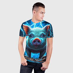 Футболка спортивная мужская Свинья и разряды молний, цвет: 3D-принт — фото 2