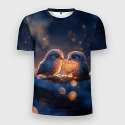 Мужская спорт-футболка Милые влюбленные совушки