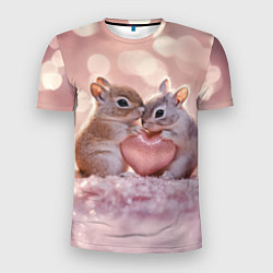 Мужская спорт-футболка Влюбленные белочки с сердечком
