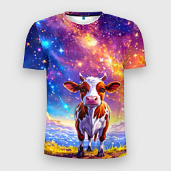 Мужская спорт-футболка Коровка и звездное небо