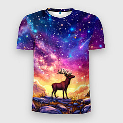 Мужская спорт-футболка Лось и звездное небо