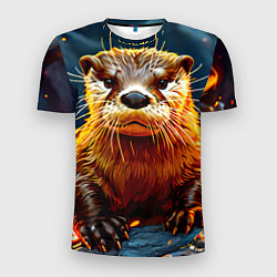 Футболка спортивная мужская Выдра в огне, цвет: 3D-принт
