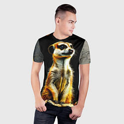 Футболка спортивная мужская Сурикат на черном, цвет: 3D-принт — фото 2