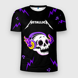 Футболка спортивная мужская Metallica неоновый череп, цвет: 3D-принт