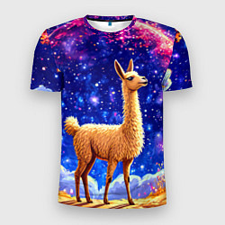 Мужская спорт-футболка Лама и звездное небо