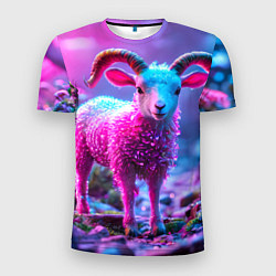Футболка спортивная мужская Козлик в розовом, цвет: 3D-принт