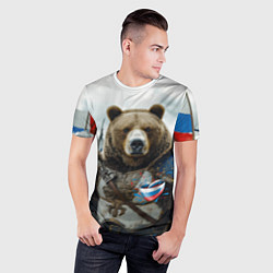 Футболка спортивная мужская Медведь с флагами России, цвет: 3D-принт — фото 2
