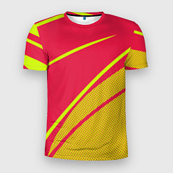 Футболка спортивная мужская Красно-розовый с салатовым точечный, цвет: 3D-принт