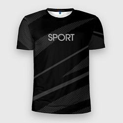 Мужская спорт-футболка Sport чёрный с серым абстрактный