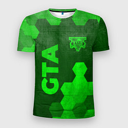 Мужская спорт-футболка GTA - green gradient вертикально