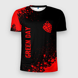 Мужская спорт-футболка Green Day - red gradient вертикально