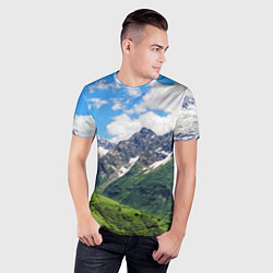 Футболка спортивная мужская Домбай - горный пейзаж на Северном Кавказе, цвет: 3D-принт — фото 2