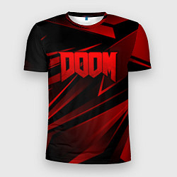 Мужская спорт-футболка Doom - красная абстракция