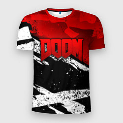 Футболка спортивная мужская Дум - белый и красный, цвет: 3D-принт