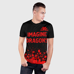 Футболка спортивная мужская Imagine Dragons - red gradient посередине, цвет: 3D-принт — фото 2