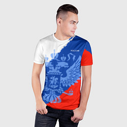 Футболка спортивная мужская Россия герб и триколор, цвет: 3D-принт — фото 2