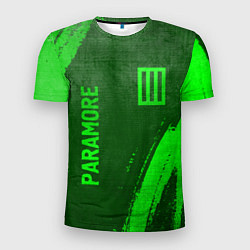 Мужская спорт-футболка Paramore - green gradient вертикально