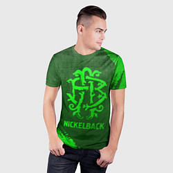 Футболка спортивная мужская Nickelback - green gradient, цвет: 3D-принт — фото 2
