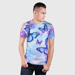 Футболка спортивная мужская Бабочки и сирень - нежная голубая живопись, цвет: 3D-принт — фото 2