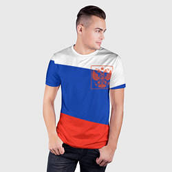Футболка спортивная мужская Россия флаг с гербом, цвет: 3D-принт — фото 2