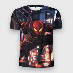 Футболка спортивная мужская Человек паук в черном, цвет: 3D-принт