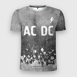 Футболка спортивная мужская AC DC - grey gradient посередине, цвет: 3D-принт