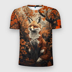 Мужская спорт-футболка Лис в лесной чаще