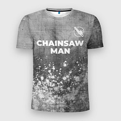 Мужская спорт-футболка Chainsaw Man - grey gradient посередине