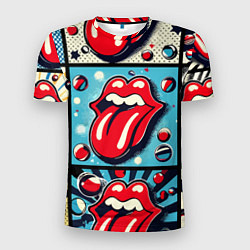 Футболка спортивная мужская Rolling Stones logo - pop art, цвет: 3D-принт