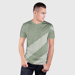 Футболка спортивная мужская Светлый серо-зелёный абстрактный, цвет: 3D-принт — фото 2