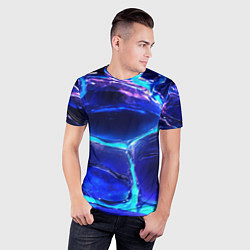 Футболка спортивная мужская Объемные плиты в неоновом свечение, цвет: 3D-принт — фото 2