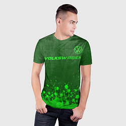Футболка спортивная мужская Volkswagen - green gradient посередине, цвет: 3D-принт — фото 2