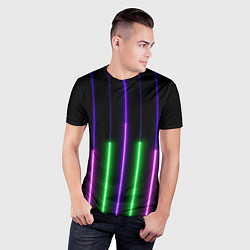 Футболка спортивная мужская Color Purple green pink, цвет: 3D-принт — фото 2